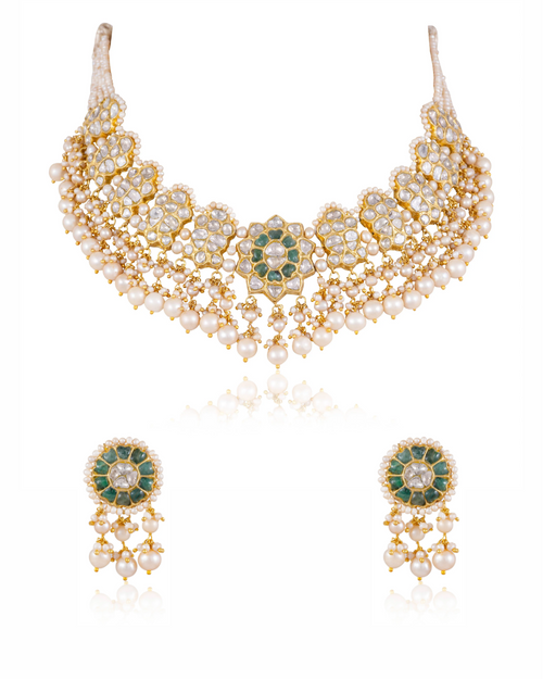 Kiran Necklace And Suman Tops Polki Set