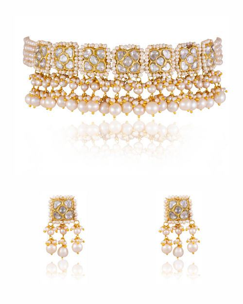 Tanusha Choker And Seema Tops Polki Set