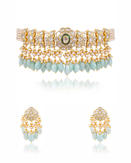 Sonakshi Choker And Rakhii Tops Polki Set
