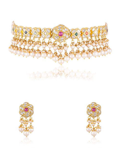Khadija Choker And Aakriti Tops Polki Set