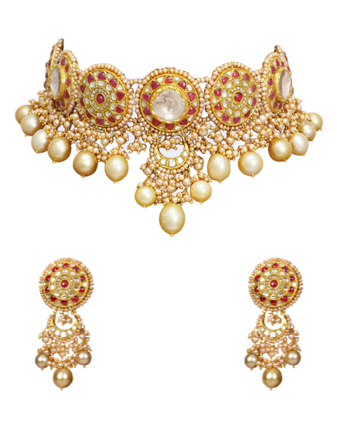 Khushali Choker And Lavanya Chandbalis Polki Set