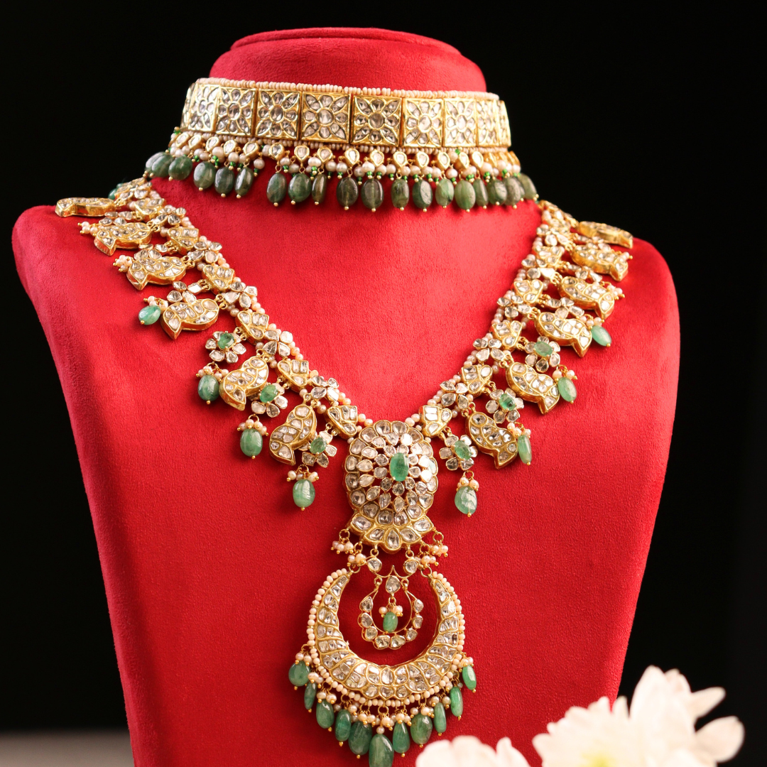 Saima Choker And Chaitri Necklace Polki Set