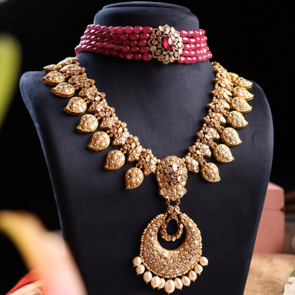 Shaheen Long Necklace And Nandini Bead Choker Set