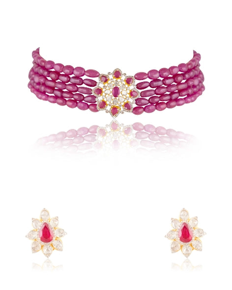 Tanaaz Bead Choker And Laira Tops Polki Set