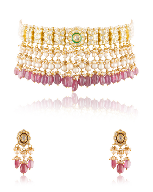 Rumi Choker And Megha Tops Polki Set