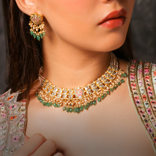 Nitu Necklace And Aayat Tops Polki Set