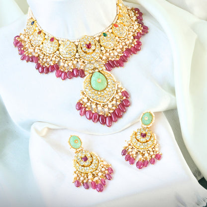 Arya Necklace And Arsha Chandbalis Polki Set