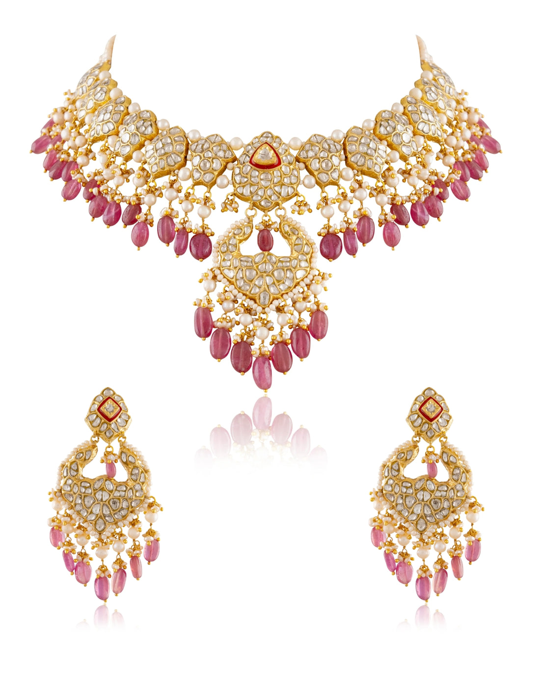 Rekha Necklace And Anjali Chandbalis Polki Set