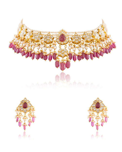 Preksha Necklace And Sonakshi Tops Polki Set