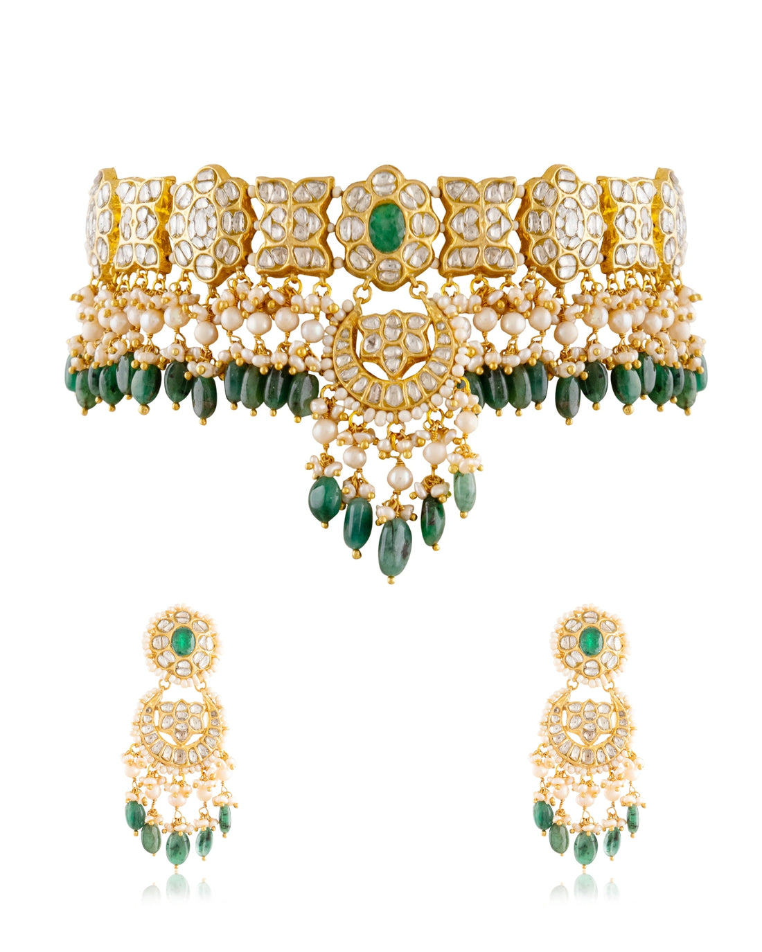 Pratiksha Choker And Reshma Chandbalis Polki Set