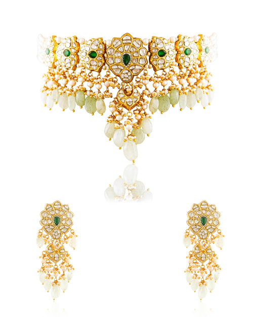 Anusha Choker And Parinita Long Earrings Polki Set