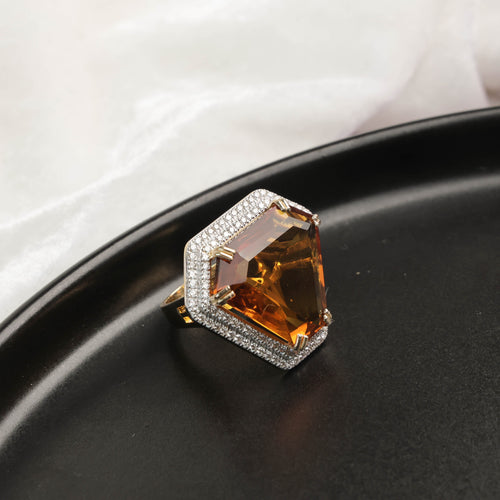Yellow Stone Diamond Ring