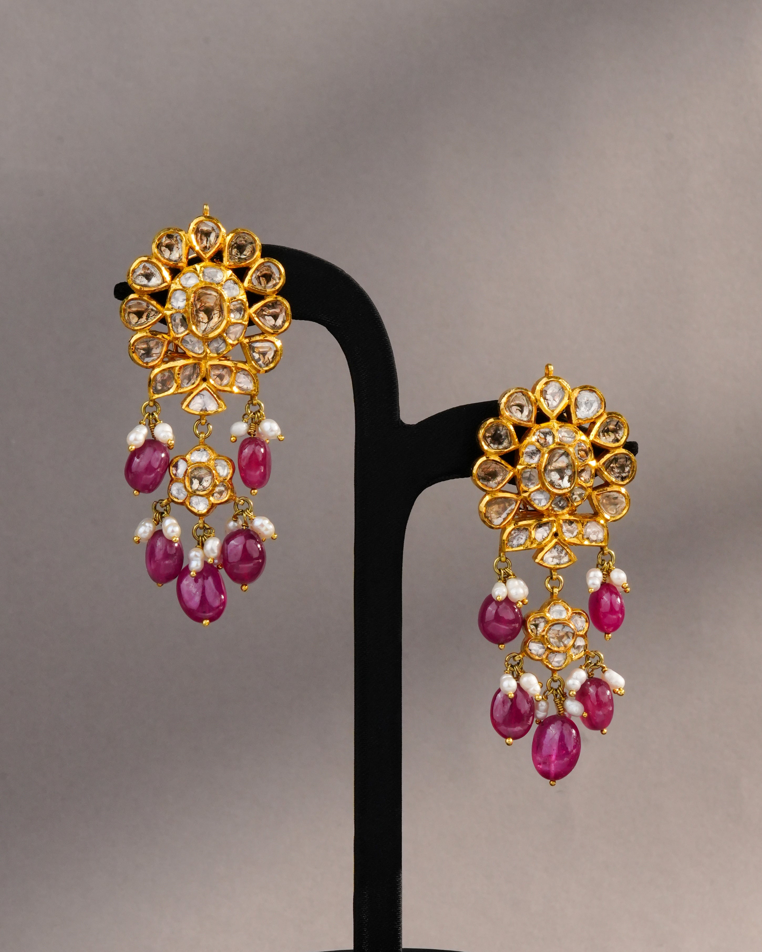 Tronbe Jadau Polki Long Earrings