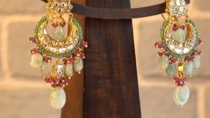 Julekha Bead Pendant And Aakifa Chandbalis Polki Set