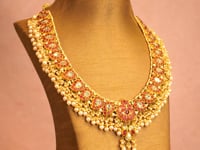 Riya Long Necklace And Sakshi Tops Polki Set