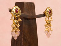 Niyati Necklace And Nitu Long Earrings Polki Set