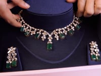 Afsha Necklace And Nadiya Long Earrings Polki Set