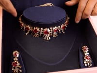 Druti Necklace And Aashika Long Earrings Polki Set