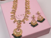 Sanaya Long Necklace And Aadhya Chandbalis Polki And Diamond Set