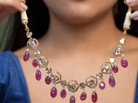 Katha Choker And Vinayaki Long Earrings Polki And Diamond Set