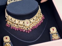 Fareen Necklace And Liv Long Earrings Polki Set