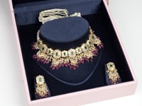 Anuja Necklace And Vidya Long Earrings Polki Set