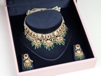 Mayuri Necklace And Vinaika Long Earrings Polki Set