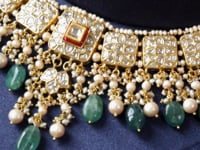 Zoya Necklace And Shloka Long Earrings Polki Set