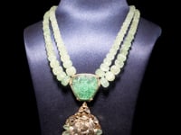 Karan Johar - Carved Emerald Polki And Diamond Necklace