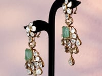 Fila Polki And Diamond Long Earrings