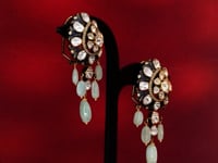 Scottie Polki And Diamond Long Earrings