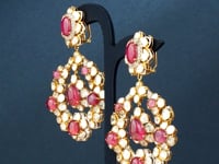 Hamshina Polki And Diamond Long Earrings