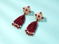 Vatsya Polki And Diamond Long Earrings