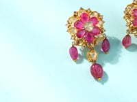 Nandhina Polki And Diamond Long Earrings
