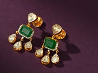 Saloni Polki And Diamond Long Earrings