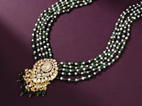 Mishika Polki And Diamond Bead Pendant