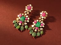 Vanshika Polki And Diamond Long Earrings