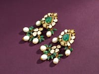 Rashi Polki And Diamond Long Earrings