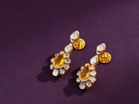 Oviya Polki And Diamond Long Earrings