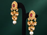 Teena Polki Long Earrings