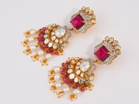 Meera Polki And Diamond Long Earrings