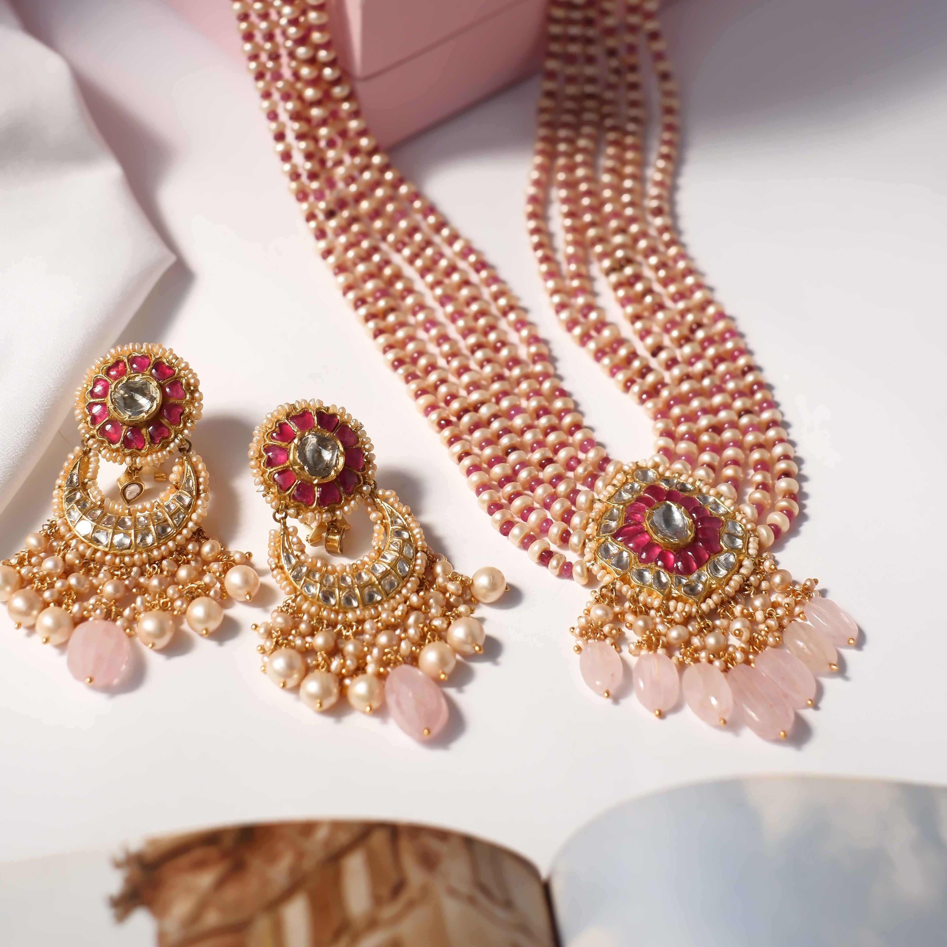 Mermai Bead Pendant and Aurnia Chandbalis Polki Set