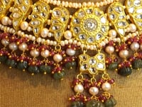 Isha Necklace And Aachal Long Earrings Polki Set