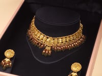 Isha Necklace And Aachal Long Earrings Polki Set