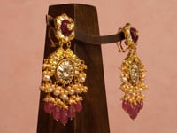 Reeva Necklace And Sanchi Long Earrings Polki Set