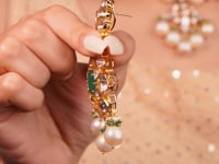 Sikha Necklace And Shalini Long Earrings Polki And Diamond Set