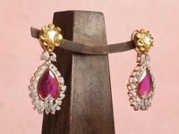 Wamini Long Necklace And Abigail Long Earrings Polki And Diamond Set