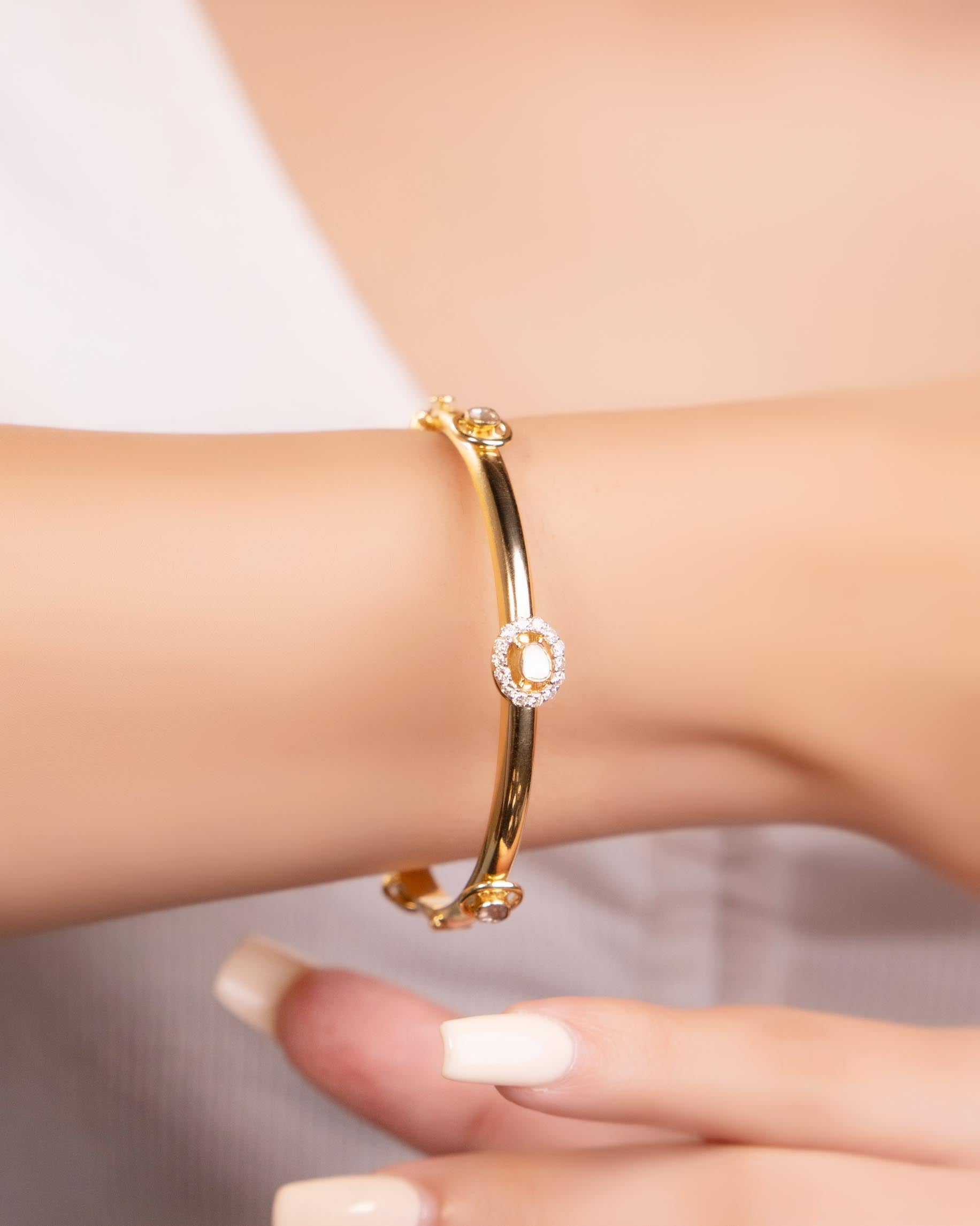 White Gold Diamond Bangle Bracelet 4.5 inches set with genuine diamond,  diamond baby bangle bracelet