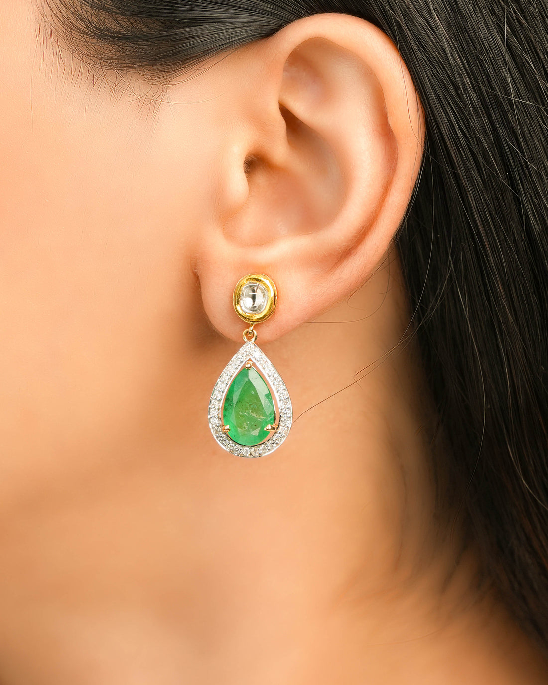 Netika Polki And Diamond Long Earring