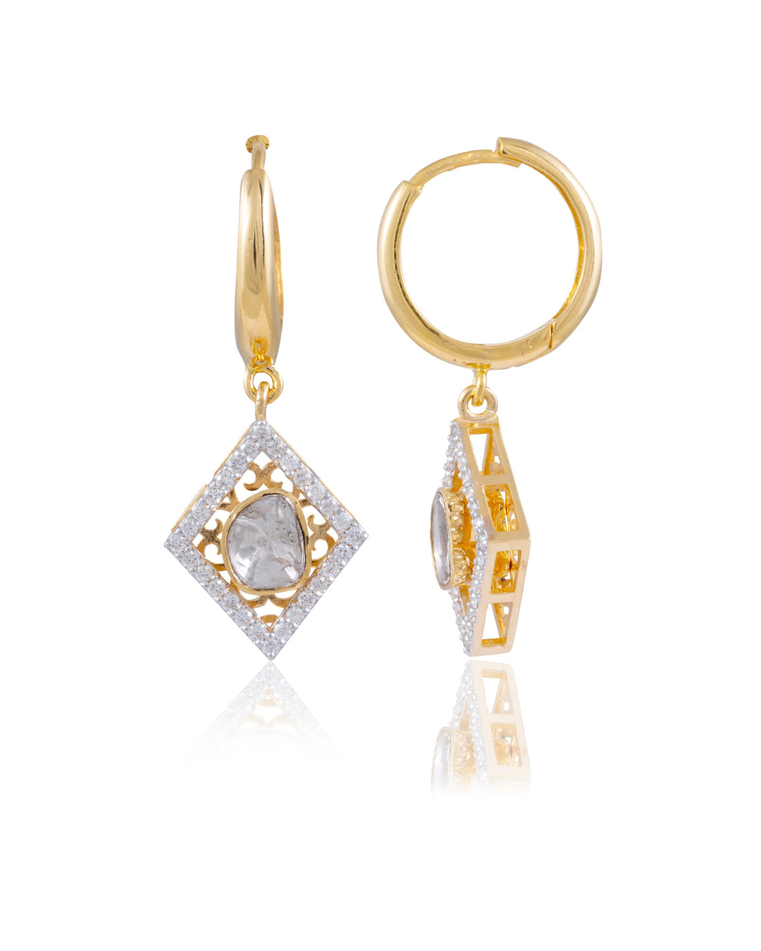 Trisha Polki And Diamond Earrings